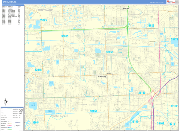 Carol City City Digital Map Basic Style